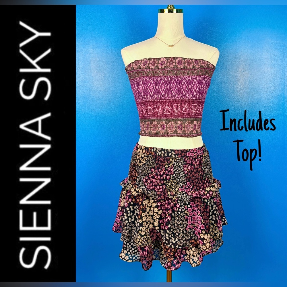 SIENNA SKY Ruffle Floral Tiered Mini Skirt, Like New, Size Medium